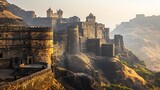 Breathtaking view of Maharashtras most famous forts their rugged stone walls standing tall against the test of time showcasing their historical significance and bequest