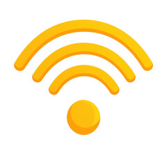 Wall Mural - isolated transparent background. minimalist yellow wifi signal icon with three arcs and circular bas