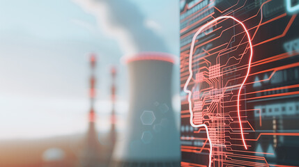 Wall Mural - ai-powered energy: a conceptual visualization blending futuristic technology with industrial infrast