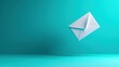 © Pixel Alchemist - Floating White Envelope on Turquoise Background Communication, Mail, Correspondence, Message Concepts.