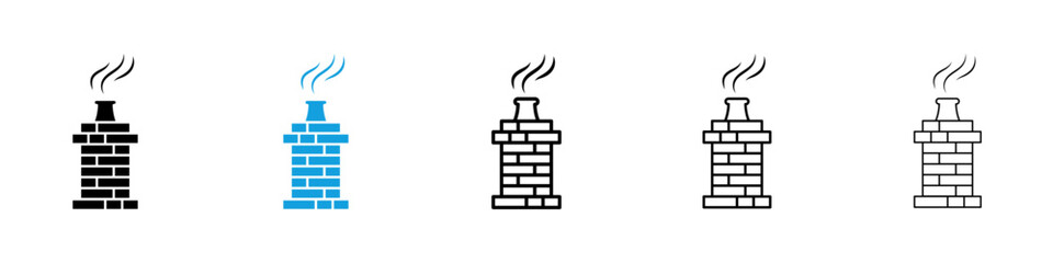 Wall Mural - chimney icons vector illustrations in black and blue colors for web and ui designs