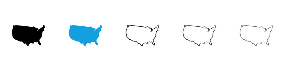 Wall Mural - state country icons vector illustrations in black and blue colors for web and ui designs