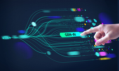 Wall Mural - a hand showing technology, cyber security, digital transformation, finance, document file management