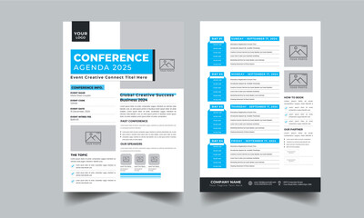 event schedule and conference event program layout design template with unique design style concept