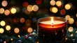 © Idea Library - Beautiful candle decorated next to a christmas tree creating a festive and cozy holiday atmosphere