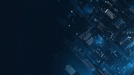 Abstract technology background with digital code and circuit board elements a digital blue print