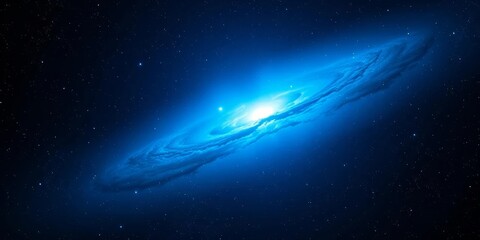Wall Mural - cosmic sunrise, blue nebula glow illuminates dark space, energy, illustration