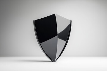Poster - Elegant shield emblem on a plain neutral backdrop symbolizes defense security protection in monochrome style concept design