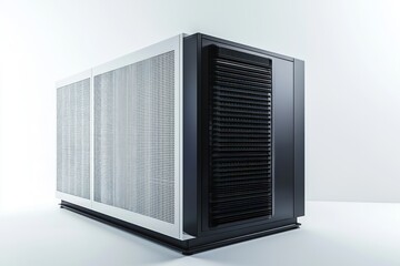 Fototapete - Modern Server Room Equipment Close up Minimalist Design with White Background Data Center Facility