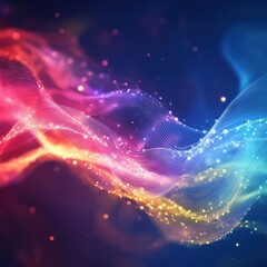 Leinwandbilder - Abstract luminous fractal wave and particle flow on dark backdrop digital art  wallpaper