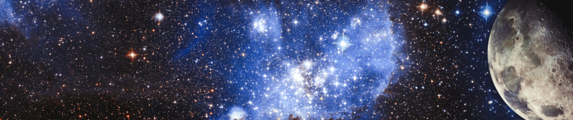 Wall Mural - breathtaking view of the lunar surface illuminated by the bright sun against a starry cosmic backdro