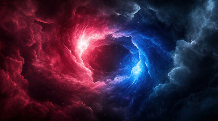 Wall Mural - vibrant cosmic swirl of red and blue colors in deep space background for creative projects