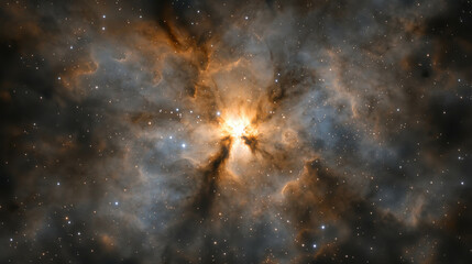 Wall Mural - Stunning Cosmic Nebula with Fiery Colors and Sparkling Stars in Deep Space Imagery