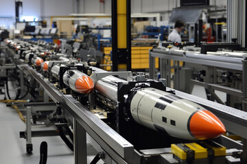Fototapete - Advanced facility showcases missile assembly process Generative AI