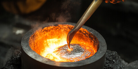 Aufkleber - Steel production process begins with molten metal refinement Generative AI