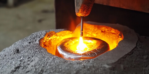 Aufkleber - Steel production process begins with molten metal creation Generative AI