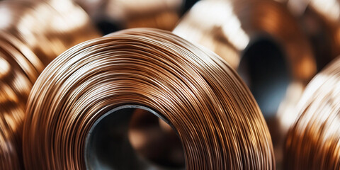 Aufkleber - Coils of copper and steel wire stacked for industrial use Generative AI