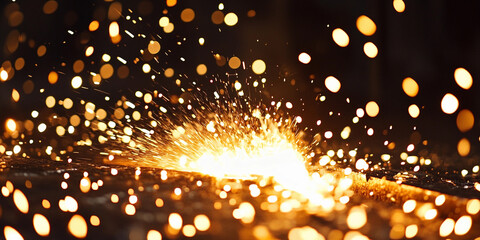 Aufkleber - Glowing hot metal with sparks flying in the workshop Generative AI
