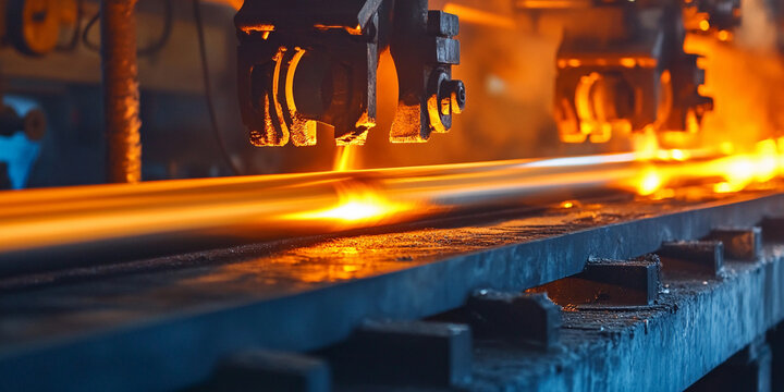 Hot metal billet forming process in an industrial setting Generative AI