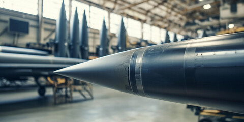 Aufkleber - Close-up view of missile tip in military facility Generative AI