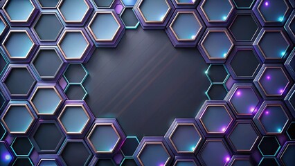 Wall Mural - Abstract Hexagonal Structure with Glowing Accents and Central Empty Space Ideal for Technological Presentations and Futuristic Designs