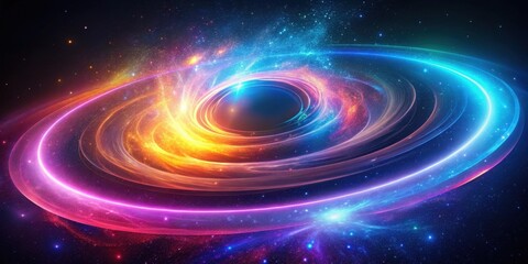 Wall Mural - Cosmic Rings of Vibrant Energy and Celestial Dust, a Swirling Nebula of Intense Light and Color