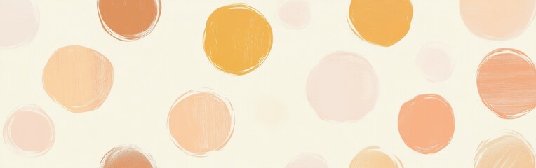 Aufkleber - Minimalist pencil strokes create soft pastel amber dots on a neutral background for a calming artistic effect