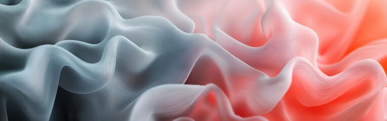 Aufkleber - Blurred coral and gray shapes create a soothing abstract texture in delicate folds and waves