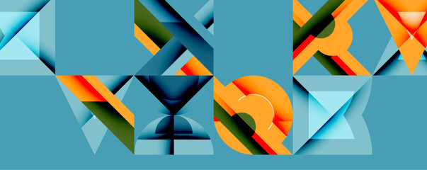 Wall Mural - Circles squares lines abstract background