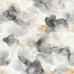 Fototapete - Intricate cartoon doodle artwork featuring swirling patterns and abstract shapes in monochrome and gold tones