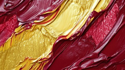 Leinwandbilder - Rich burgundy and golden abstract textures create a dynamic visual experience in contemporary art
