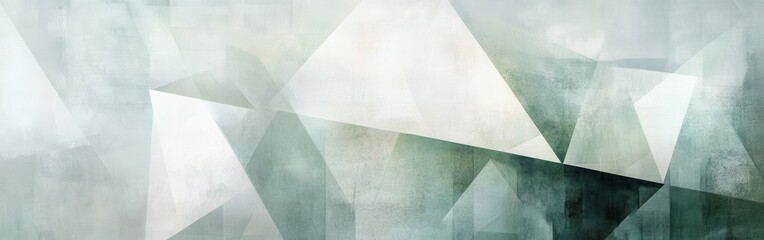 Poster - Abstract geometric design featuring pale green light with layered shapes and soft textures