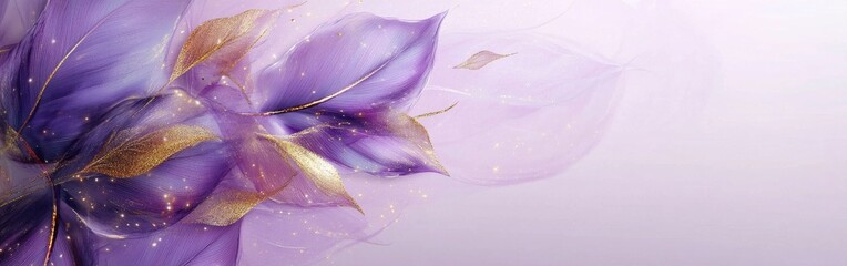 Aufkleber - Close-up view of vibrant purple leaves with delicate golden accents on a soft pastel background