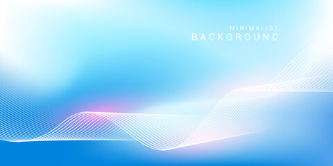 Wall Mural - abstract blue gradient background with shining lines waves. minimalist background for banner, poster