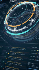 Wall Mural - blue digital head up display (hud ui) and circuit panel technology interface screen with futuristic 