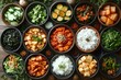 © D - Traditional Korean Cuisine Spread with Kimchi and Various Side Dishes for Culinary Enjoyment