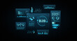 © ImageFlow - B2B business dashboard with futuristic blue neon UI elements and digital analytics charts. 3D Rendering