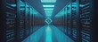 © MBRAMO - Server room corridor with glowing racks.