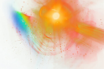 Wall Mural - colorful lens flare with rainbow colors over a black background light astronomy outdoors.