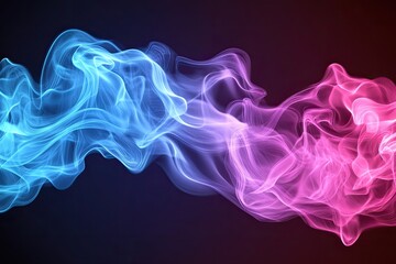 Wall Mural - abstract blue and pink smoke swirls on dark background