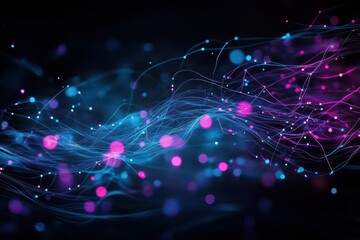 Poster - A vibrant, abstract representation of data streams and circuitry, showcasing intricate of light and color, symbolizing technology and digital innovation