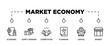 © SARMANICON - MARKET ECONOMY banner web icon vector illustration concept with icon of economic, supply demand, competition, planning, capital, market