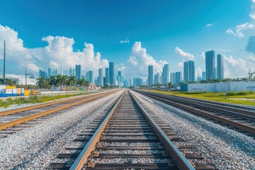Poster - Aerial view of the railways loop in the city of Miami