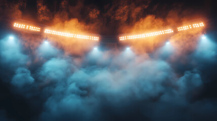 Wall Mural - bright stadium arena lights and smoke
