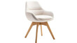 © duyina1990 - [Transparent Background PNG]Modern White Leather Armchair with Wooden Legs