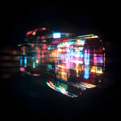 Wall Mural - A colorful, abstract image of a camera lens with a bright blue and red stripe
