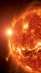Wall Mural - A close-up view of a solar flare erupting from the sun's surface.