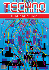 Wall Mural - techno magazine fake cover, vector template electronics magazine from the 1980s - 1990s