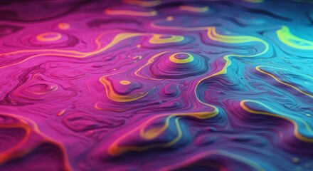 Poster - A colorful, abstract painting with a purple background and yellow