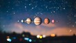 © Artistry Hub - All Planets in One Row Against Night View Isolated on White Background, Cosmic Alignment in the Solar System